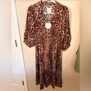 Umgee Animal Print Zip-Up Dress